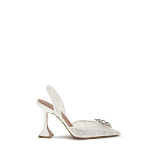 Sandalias de tacón de aguja de algodón blanco