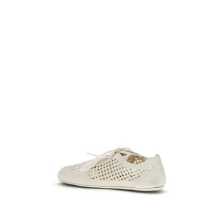 Beige Stoff-Sneaker mit niedrigem Schaft