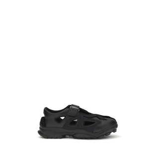 Black Calf Leather Bos Taurus Flat Sandals