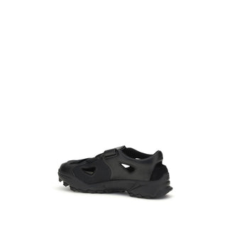 Black Calf Leather Bos Taurus Flat Sandals