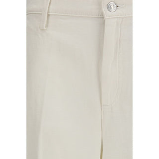 White Cotton Casual Pants