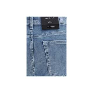 Blue Cotton Flared Jeans