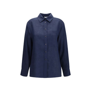 Camisa de vestir de lino azul