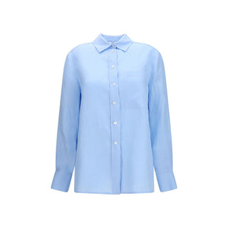 Camisa de vestir de lino azul