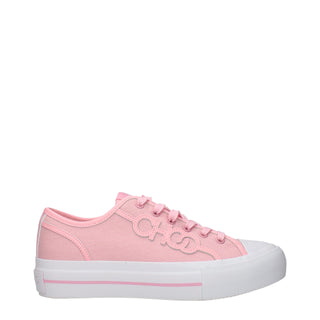 Rosa Stoff-Sneakers mit niedrigem Schaft