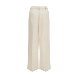 Beige Viskose Freizeithose