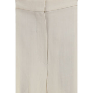 Beige Viskose Freizeithose