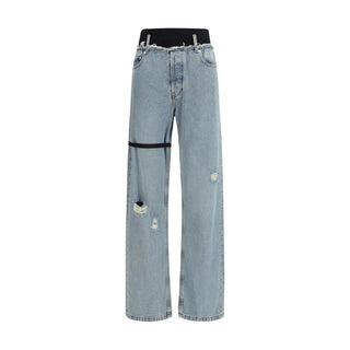 Blaue Baumwoll-Jeans mit hoher Taille