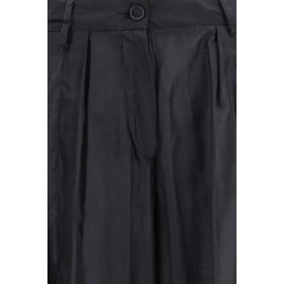 Black Polyester Casual Pants