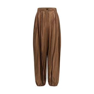 Brown Polyester Casual Pants