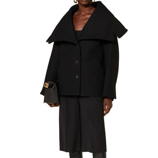 Black Virgin Wool Full-Length Jacket