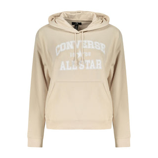 Sudadera con capucha beige de algodón para mujer