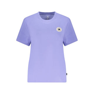 Camiseta de mezcla de algodón violeta para mujer