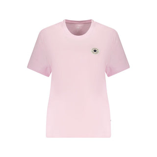 Camiseta rosa de algodón para mujer
