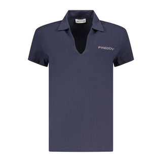 Blaues Damen-T-Shirt aus Baumwolle