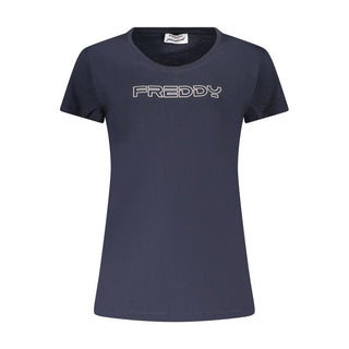 Blaues Damen-T-Shirt aus Baumwolle