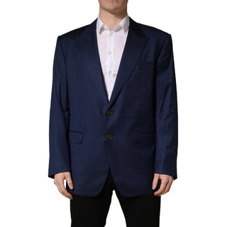 Chaqueta de traje azul de un solo botón con 2 botones