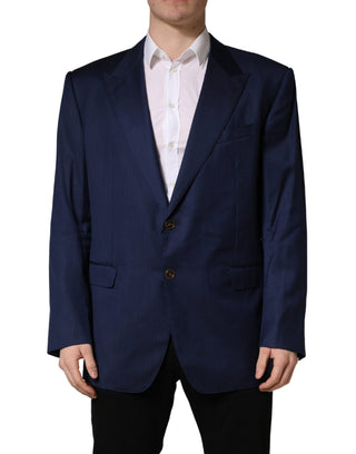 Chaqueta de traje azul de un solo botón con 2 botones