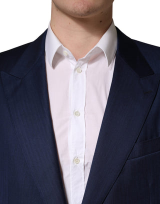 Chaqueta de traje azul de un solo botón con 2 botones