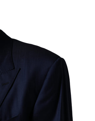 Chaqueta de traje azul de un solo botón con 2 botones