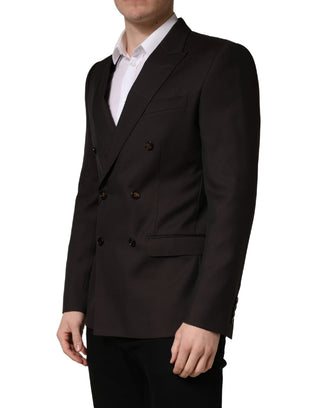 Chaqueta de traje de lana violeta oscuro para hombre, de doble pecho