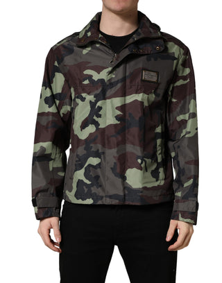 Mehrfarbige Camouflage Bomberjacke mit Kapuze