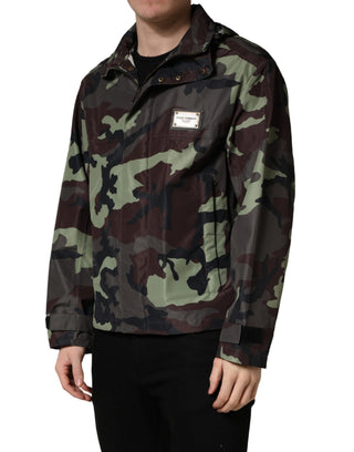 Multicolor Camouflage Hooded Bomber Jacket