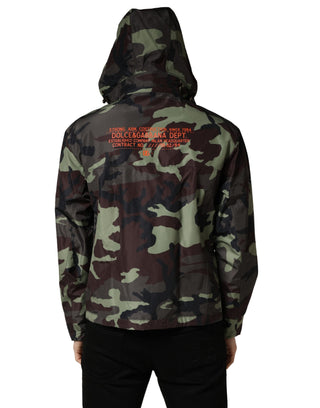Multicolor Camouflage Hooded Bomber Jacket