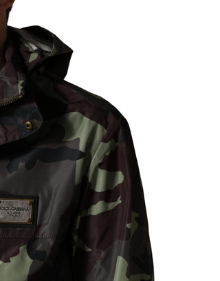 Multicolor Camouflage Hooded Bomber Jacket