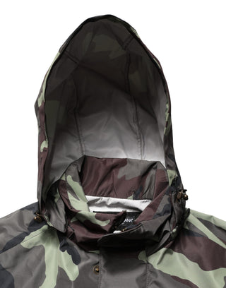 Multicolor Camouflage Hooded Bomber Jacket