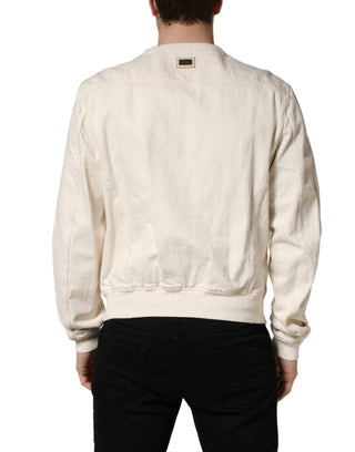Off White Cotton FullZip Denim Blouson Jacket