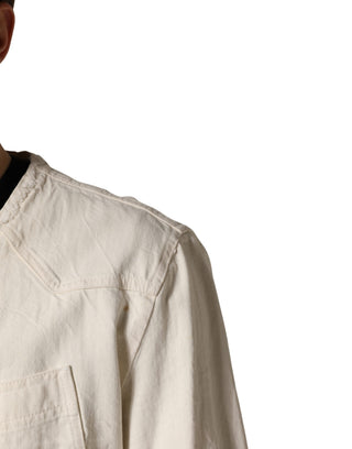 Off White Cotton FullZip Denim Blouson Jacket