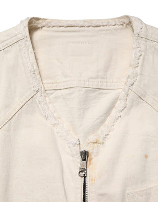 Off White Cotton FullZip Denim Blouson Jacket
