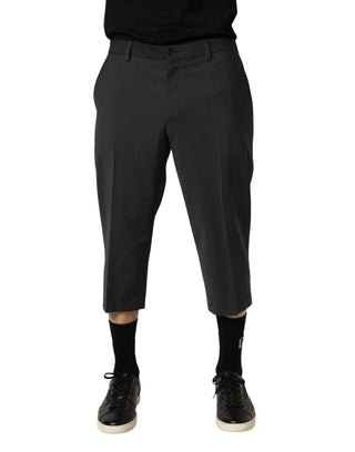 Dunkelgraue verkürzte Chino-Hose aus Wolle