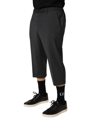 Dunkelgraue verkürzte Chino-Hose aus Wolle