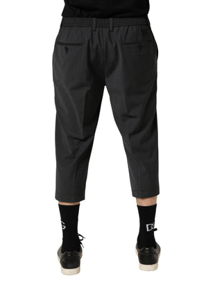 Dunkelgraue verkürzte Chino-Hose aus Wolle