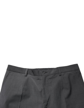 Dunkelgraue verkürzte Chino-Hose aus Wolle