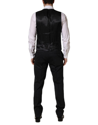 Traje Formal de 3 Piezas para Hombre de Lana Negro con 2 Botones