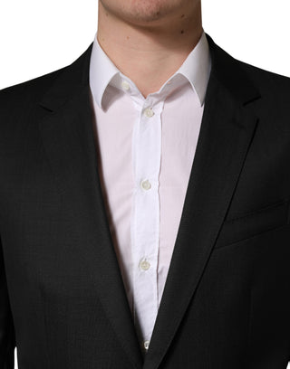 Black Wool 2 Buttons Formal 2 Piece Suit