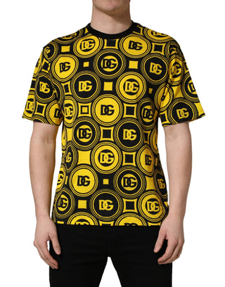 Yellow Black Logo Geometric Pattern T-shirt