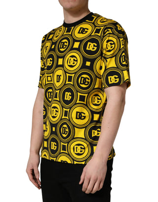 Yellow Black Logo Geometric Pattern T-shirt
