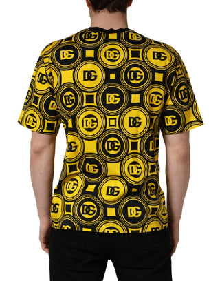 Yellow Black Logo Geometric Pattern T-shirt