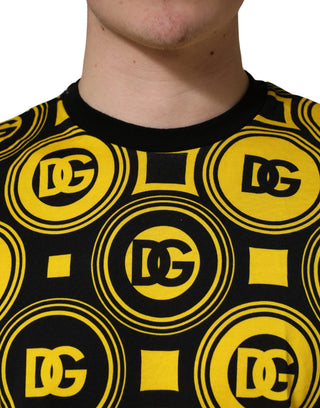 Yellow Black Logo Geometric Pattern T-shirt