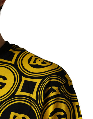Yellow Black Logo Geometric Pattern T-shirt