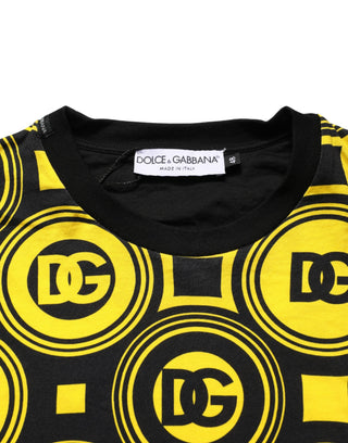 Yellow Black Logo Geometric Pattern T-shirt