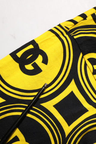 Yellow Black Logo Geometric Pattern T-shirt
