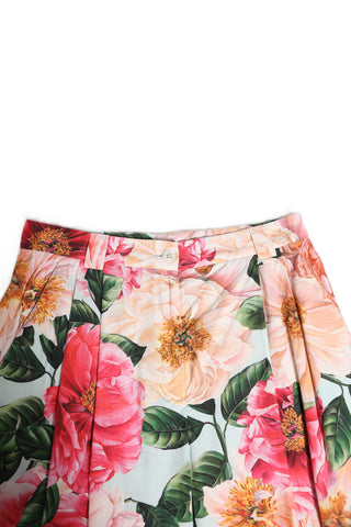 Pantalones Cortos de Cintura Alta con Estampado Floral Multicolor