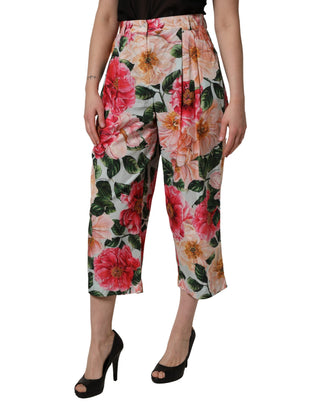 Pantalones Cortos de Cintura Alta con Estampado Floral Multicolor
