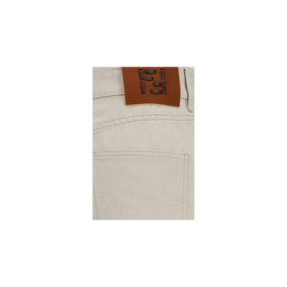 Beige Jeans mit geradem Bein aus Baumwolle