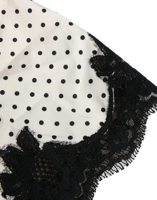 Camisola Blanca con Lunares y Ribete de Encaje